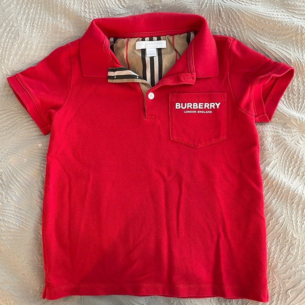 Burberry polo shirt in red. Perfect condition, size 8Y